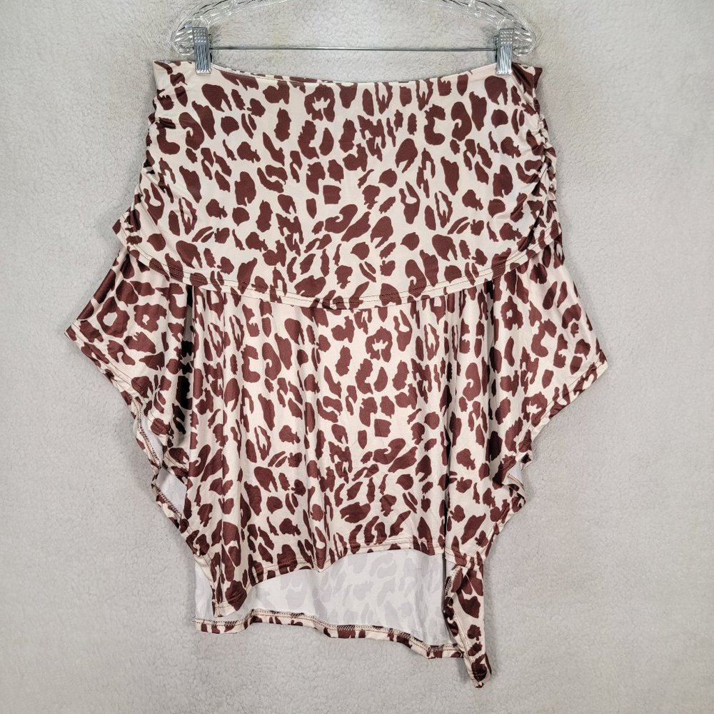 Order Plus Leopard Stretch NEW Pull On Asymmetrical Relaxed Flowy Fairy Skirt